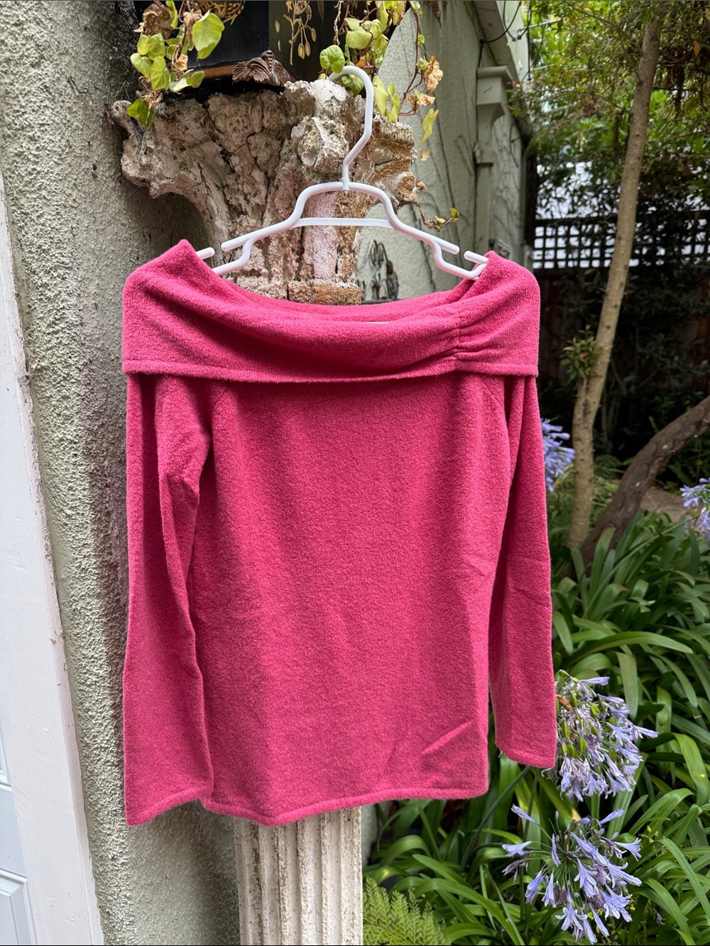 Moda International Off-the-Shoulder Sweater in Dark Pink